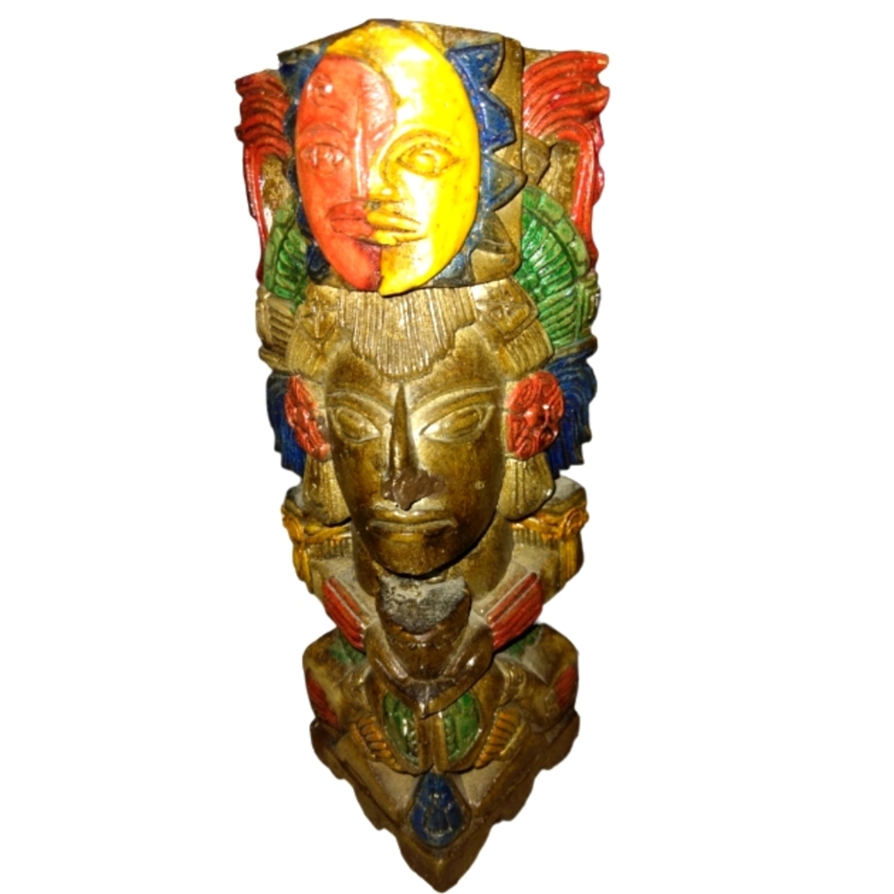 Aztec Totem Sun God Sculpture